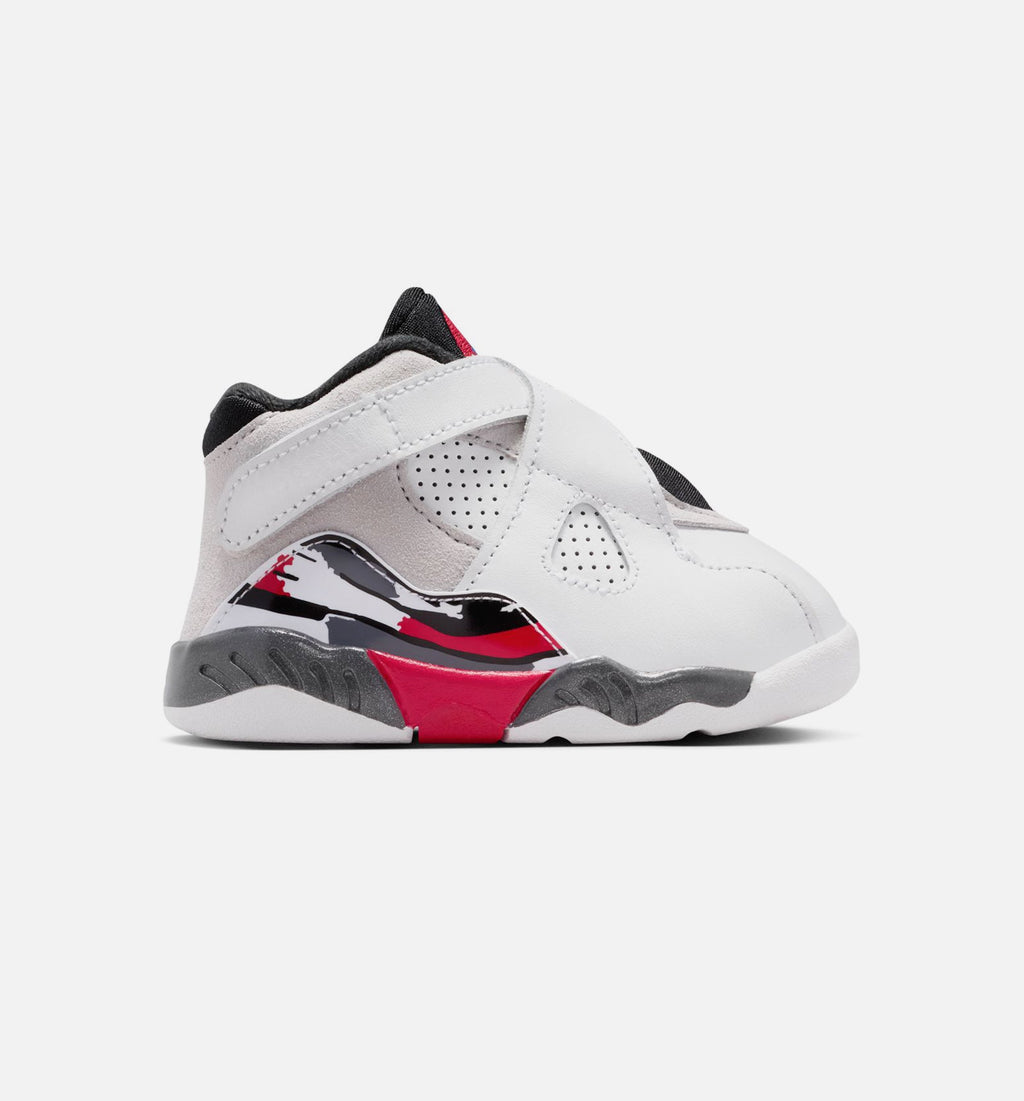 Air Jordan 8 Retro White and True Red Infant/Toddler Sneakers