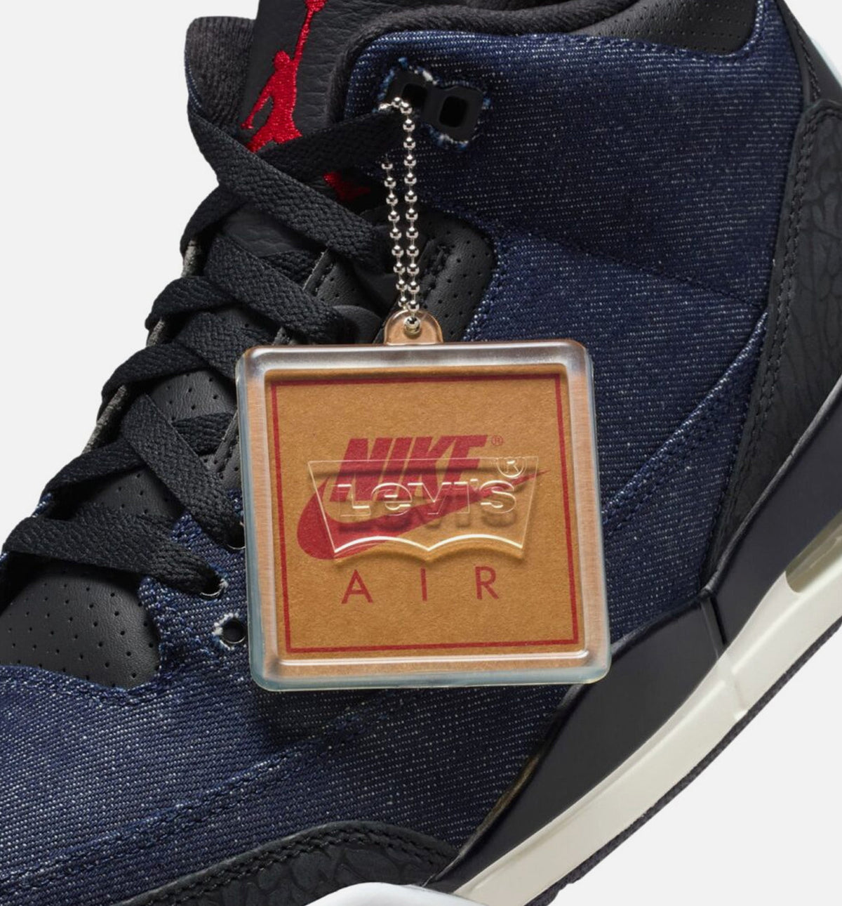 Air Jordan 3 x Levi's Indigo and Gym Red Men's Sneakers