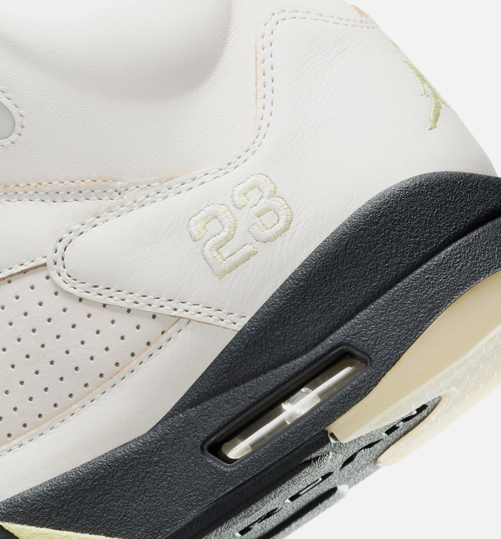 Air Jordan 5 Retro Luminous Green and Sail Women's Sneakers